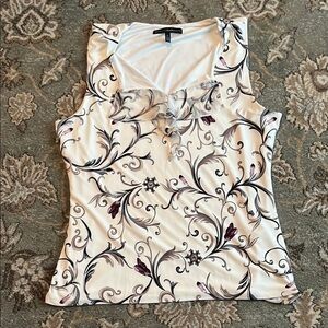 Floral Sleeveless Top - White and Purple